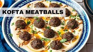 Kofta Meatballs Recipe | Baked Meatballs Over Hummus!