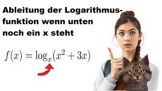 Wie macht man die Ableitung des logarithmus wenn in der Basis auch ein x steht ? An Beispiel erklärt