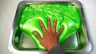 How to make slime - green glitter metallic slime