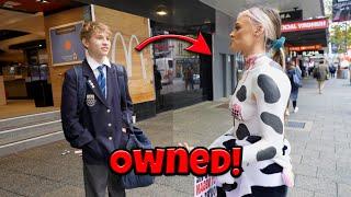 Boy Exposes Vegan For Being A Hypocrite