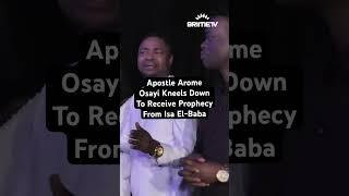 Watch As Apostle Arome Osayi Kneels Down To Receive A Prophetic Word From Isa El-Buba