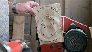 Off centre woodturning a decorative oak wall hanging - Wood art