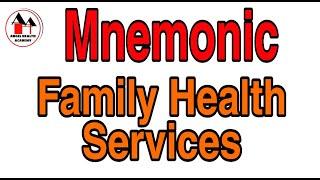 Mnemonic for Family Health Services / Family Health Nursing/ Community Health Nursing.