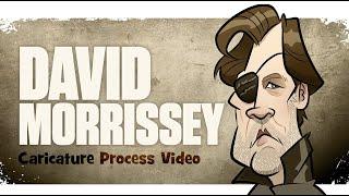 David Morrissey (The Governor from Walking Dead) Caricature art drawing process tutorial timelapse