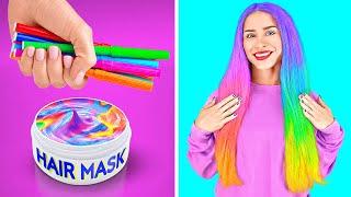 COOL RAINBOW HACKS || Colorful Girly Hacks And DIY Ideas By 123 GO Like!