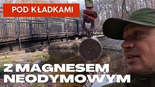 Poławianie magnesem neodymowym pod kładkami, są pieniądze jest złom. Kwidzyn.