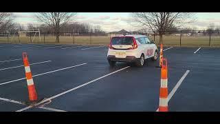 Orange cones in Ohio , practicing for manueverability , driving test at the BMV