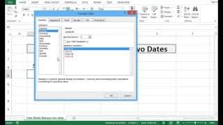 Calculate Total Weeks Between Two Dates - Excel 2013