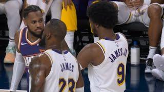 LeBron and Bronny James share the court for the first time in the NBA 