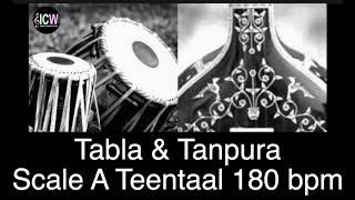 Tabla and Tanpura Scale A | Teen Taal (180 bpm) madhya laya with Tanpura scale A