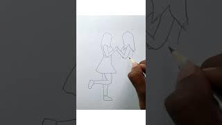 How to draw a girl best friend drawings | Arun Easy Art #shorts #girldrawingeasy #aruneasyart