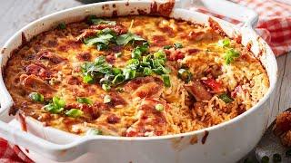 One-pan Easy Mexican Chicken, Rice and Cheese Bake recipe