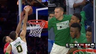 Jayson Tatum spins on Joel Embiid and dunks on Ben Simmons!