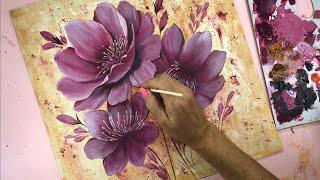 All the Secrets / Paint flowers Step by step / Acrylic painting technique