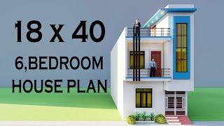 18X40 में 6 कमरे का किराये के लिए शानदार मकान का नक्शा,18by40 6 Bedroom House Design