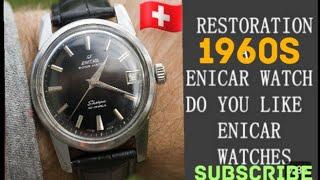 ENICAR  DATE⌚ MODEL WINDING WATCH 1960S YEAR OLD  MADE IN SWISS = SUBSCRIBE CANNEL