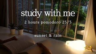  2-HOUR STUDY WITH ME IN RAIN ️ |  Calm Piano | Pomodoro 25/5