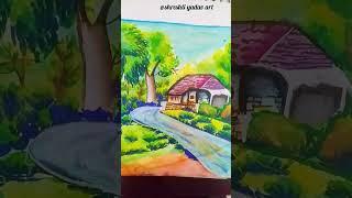 A village hut  drawing with brush pen #creativeart #artwork #brushpen #ytshorts #shreshtiyadav