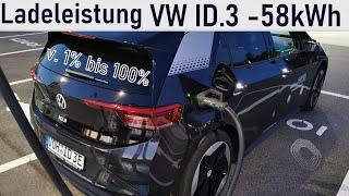 VW ID.3  1st Max zeigt seine Ladeleistung - Ladeverlust inklusiv