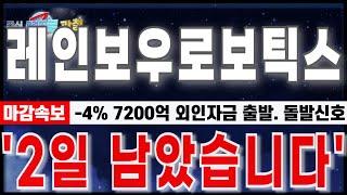 [레인보우로보틱스 주가분석] "3월11일 마감긴급속보. -4% 외인 7200억 순매수 출발." 돌발신호 발생. 추세전환 준비. #레인보우로보틱스 주가 #레인보우로보틱스 #휴머노이드