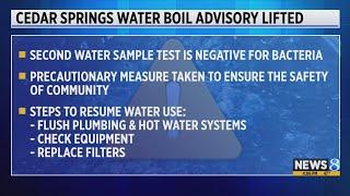 Boil water advisory lifted in Cedar Springs