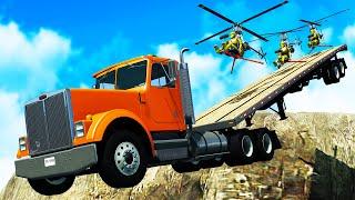 We Landed Helicopters on a Moving Truck then Jumped off Cliffs in BeamNG Multiplayer!