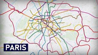 Evolution of the Paris Metro & RER 1900-2035 (geographic map)