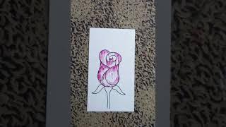 Drawing a rose with pen only #artrubel #rosedrawing