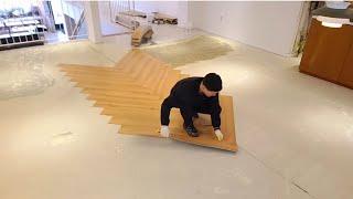 demolish a terrible floor and convert it to Herringbone construction