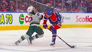 Drake Caggiula Hit on Kirill Kaprizov Collision | Minnesota Wild vs Oilers 2024 NHL Highlights