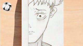 How to draw anime Easy/ Easy Anime Half face drawing/ Anime character drawing / Easy pencil drawing