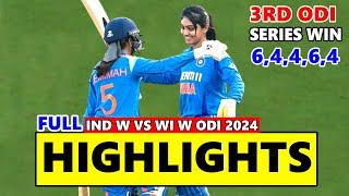 India Women vs West Indies Women 3rd ODI Match Full Highlights 2024 | IND w vs WI w