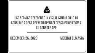 Use Service Reference in Visual Studio 2019 to consume REST API with OpenAPI desc. from console app
