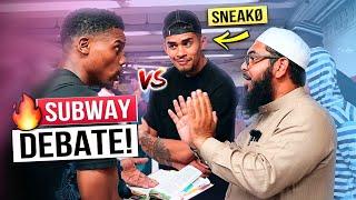 EXCITING DEBATE!! SNEAKÖ & Shaykh Uthman Takes on NY Street Preacher! Part 1