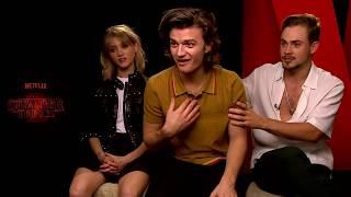 STRANGER THINGS 2 - Natalia Dyer, Joe Keery, Dacre Montgomery INTERVIEW