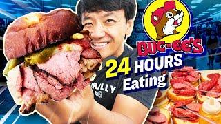 24 HOURS Eating at LARGEST Gas Station / Convenience Store IN THE WORLD!  Buc-ees FOOD REVIEW