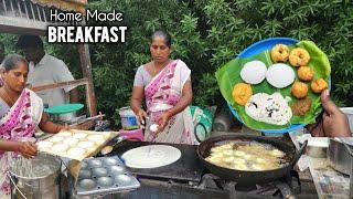 Early Morning BREAKFAST | EGG DOSA | IDLI-VADA | Indian StreetFood | Home Made breakfast #streetdosa