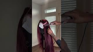 99J red color wig#wigs #wigtutorial  #worldnewhair#hairstyle #shorts #hairtutorial #fyp #colors