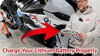 BMW S 1000 RR Sport Bike Charging A Lithium Battery