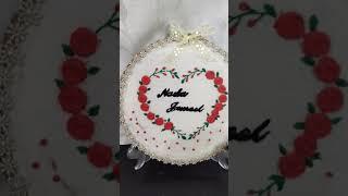 Heart embroidery couple name for embroidery hoop