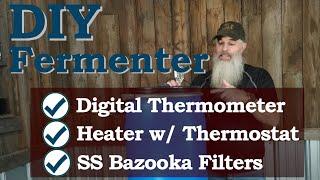 Homemade heated fermenter / mash tun w/ digital thermometer