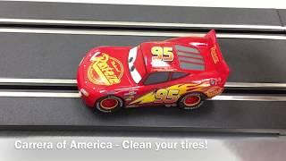 Carrera slot cars - How to clean tires, set the brushes and stay on the track!