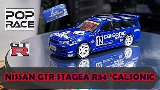 UNBOXING & REVIEW POPRACE NISSAN GTR STAGEA R34 CALSONIC