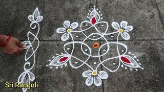 2 min Rangoli Designs 5x1 dots Small Sikku KolamEasy Melikala MugguluSide Border Rangoli Designs