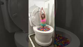 GOING UNDER in Worlds Largest Toilet SURPRISE EGG Pool with OVERFLOW #shorts