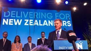 2017 09 23 新西兰大选国家党党魁Bill English到达竞选总部发表讲话