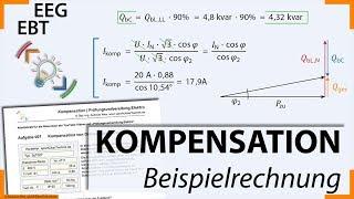 Aufgabe 007 :: Kompensation Blindleistung Drehstrommotor :: Formeln und Rechenwege,  Elektroniker