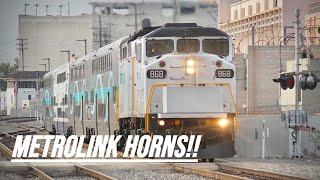 [HD] AWESOME METROLINK TRAIN HORN ACTION !!! (Compilation)