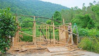 Dismantling the bamboo house after a fire