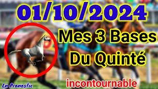 Pronostics PMU Mes 3 bases incontournable MARDI 01 OCTOBRE 2024 CHANTILLY